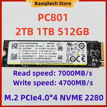 PC801 2T 1T 512G 256G 2280 NVME Alien Gungod SSD PCIE4.0 M.2 Solid State Drive  Original For SK hynix Hard Disk