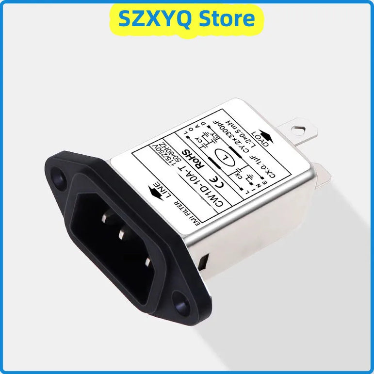 Single-phase AC T-Socket Power EMI filter CW1D-3/6/10A-T 250V Audio Power Purifier Suppress Electromagnetic Interference Signals