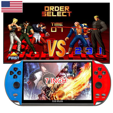 X12 Plus Handheld Game Console 7.1 inch HD Screen Handheld Portable Video Player Built-in 10,000 Classic Video Games Console