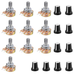10sets  Potentiometer,WH148 Single-Joint Potentiometers With Rotary Knob B1K/2K/5K/10K/20K/50K/100K/250K/500K/1M