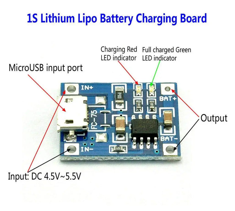 5pcs Battery Charging Board Micro USB TP4056 Lithium Battery Charger Module Charging Board with Protection 5V 1A Dual Functions