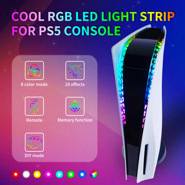 eXtremeRate 7 Colors 29 Effects DIY Decoration Accessories Flexible RGB LED Strip Kit for ps5 Console with IR Remote