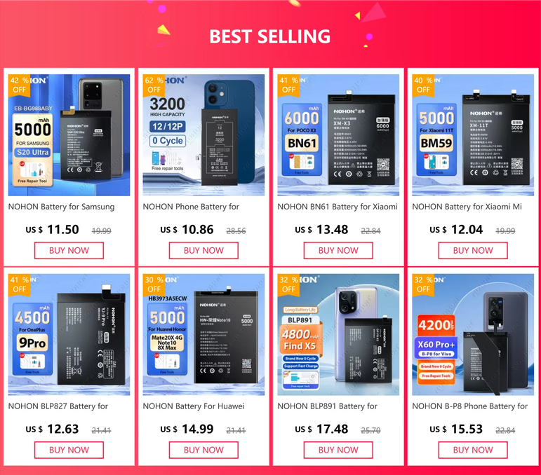 NOHON 3500mAh Battery for iPhone 14 13 11 12 Pro 15 SE 2022 2020 SE3 SE2 X XR XS Max Replacement Batteries Big Capacity
