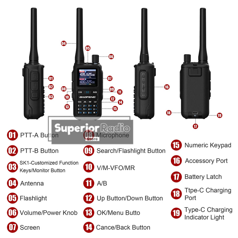 1/2PCS Baofeng UV-5R Mini Walkie Talkie Bluetooth Programming Type-C Dual PTT Lightweight 999 Channels Flashlight Frequency Copy