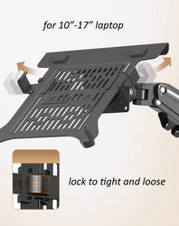 Northbayou F160-FP 10"-17" laptop mount 360 rotate 10"-27" air press full motion gas spring  10"-27" two monitor  clamp desk