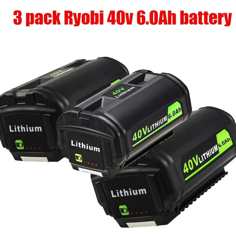 JYJZPB 6.0Ah 40V Battery Replacement for Ryobi Compatible with Ryobi 40V Lithium-Ion Rapid Charger 40V and Cordless Power Tools