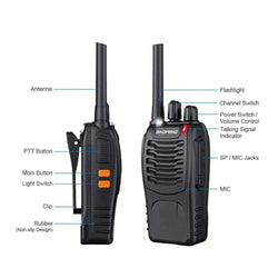 2pcs Baofeng BF-88E portable wireless Handheld walkie16CH UHF 446.00625-446.19375MHz 12.5KHz Channel Separation with USB Charger