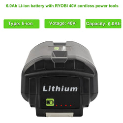 JYJZPB 6.0Ah 40V Battery Replacement for Ryobi Compatible with Ryobi 40V Lithium-Ion Rapid Charger 40V and Cordless Power Tools