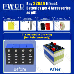 Lifepo4 Battery 320AH 3.2V Brand New 8000 Cycles Rechargeable Batteries DIY 12V 24V 48V RV EV Boat Golf Cart Yacht Van Cell Pack