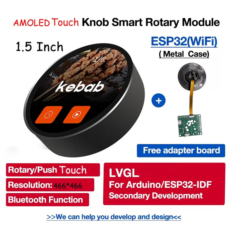 OLED ESP32 S3 LVGL Ar-duino 1.5 Inch 466*466 Circular Knob Rotary Switch Round Touch 1.5 Inch IPS OLED Display with Wifi bles