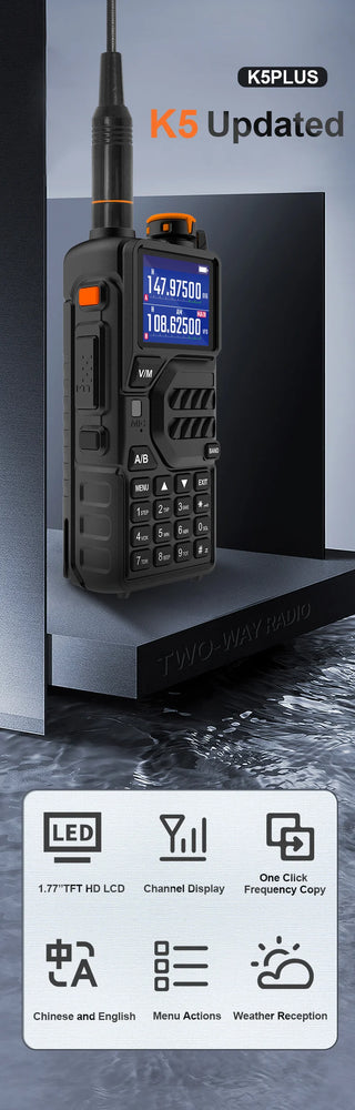 Baofeng 12W UV K5 Plus V2 Walkie Talkie Air Band AM Two Way Comumicador Station Amateur Ham Wireless Receiver Portable Radios