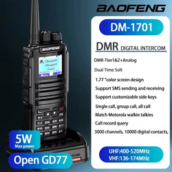 Baofeng Dm 1701 Digital Walkie Talkie Long Range dual Mode dmr Analog Open Gd77 Time slot Tier 1 +2 Radio 1801UV