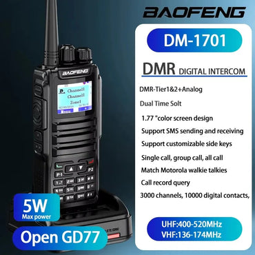 Baofeng Dm 1701 Digital Walkie Talkie Long Range dual Mode dmr Analog Open Gd77 Time slot Tier 1 +2 Radio 1801UV