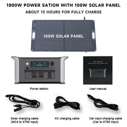 Camping Portable Power Station Solar Generator 1000W 2000W Lifepo4 Battery 220V AC Outlets Power Flexible Solar Panel Equipment