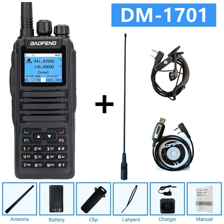 Baofeng Dm 1701 Digital Walkie Talkie Long Range dual Mode dmr Analog Open Gd77 Time slot Tier 1 +2 Radio 1801UV