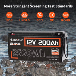 Humsienk 12V 20Ah 100Ah 200Ah 314Ah LiFePO4 Battery Rechargeable Cells 15000 Cycle BMS For RV/ Vans/ Camping/ Home Storage/Solar