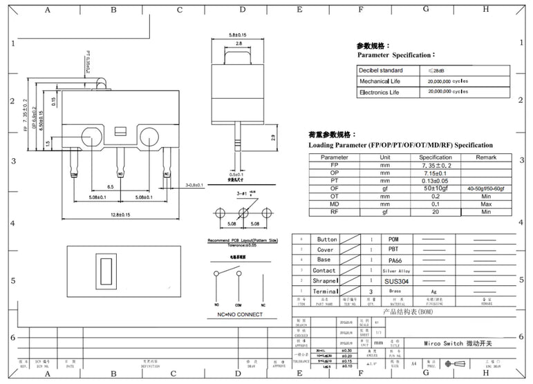 1 2 5 10 20 PCS New Original Silent Micro Switch 20 Millions Click Lifespan For HUANO Computer Mouse Mute Button 3Pins 0.05A