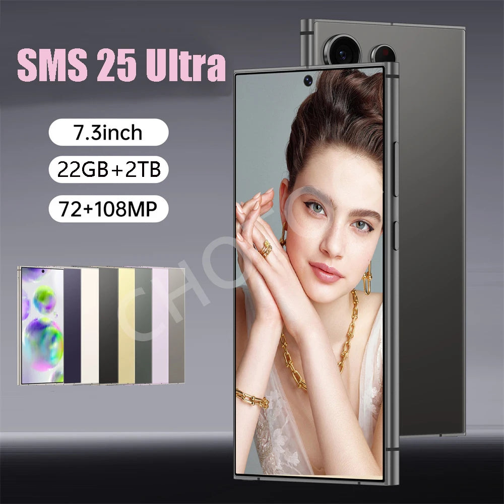 Original SMS 25 Ultra Smartphone 5G 22GB 2TB Dual Sim Cellphones Android 14 Cell Phone Face Recognition 7800mAh Mobile Phone