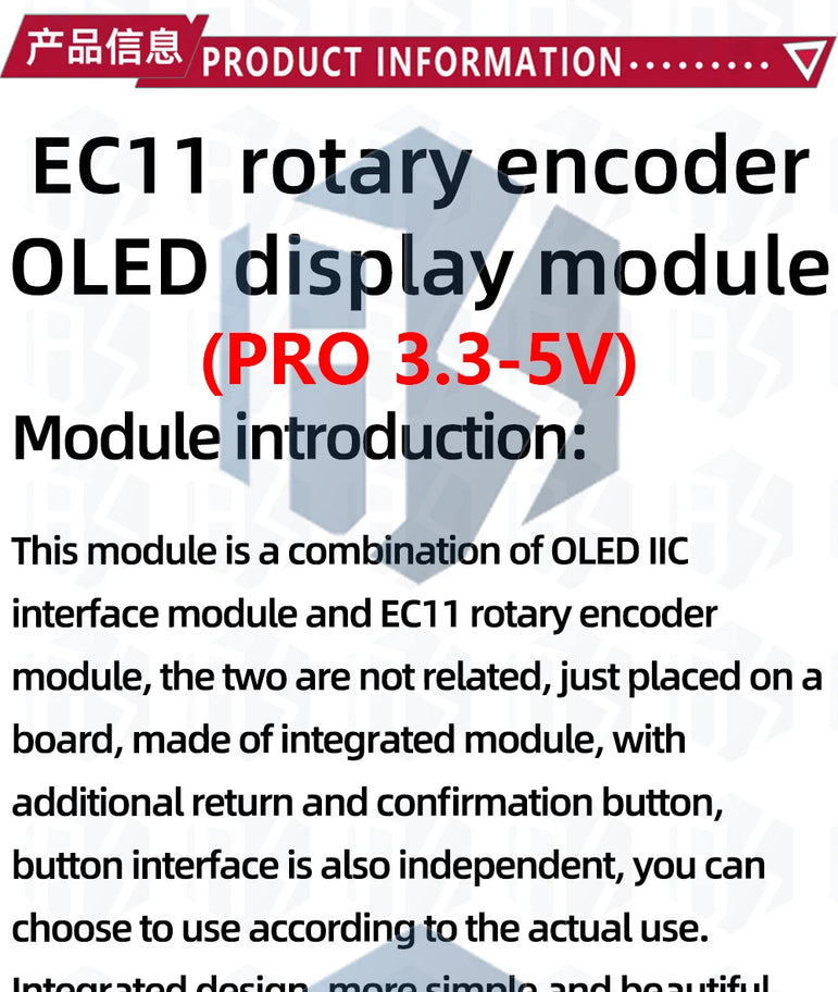 0.96/1.3 inch white oled display screen combined with EC11 rotary encoder module IIC interface for arduino