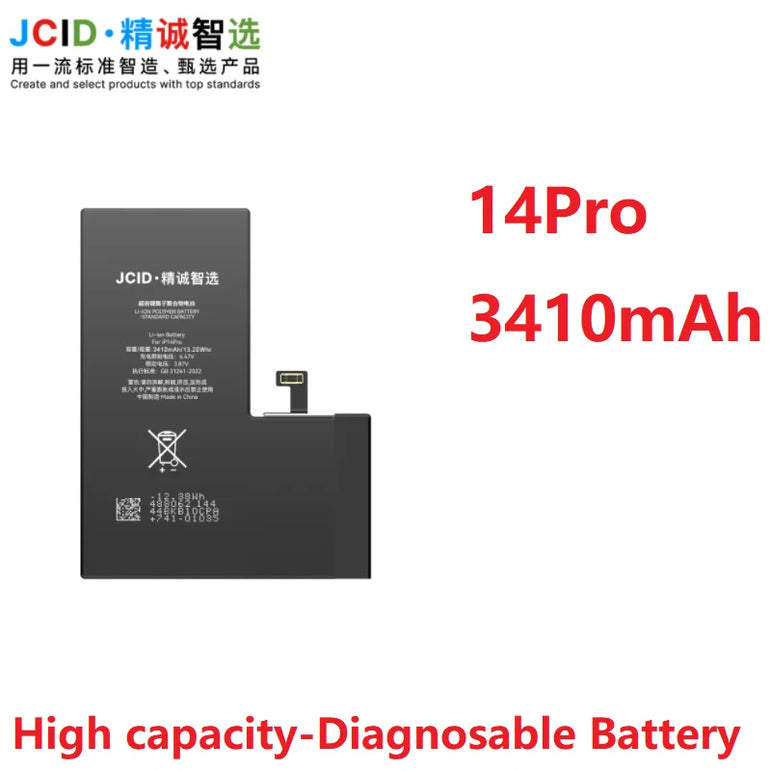 JCID Diagnostic Battery High Capacity For Iphone 12 13 14 100% Heath Visible New 0-cycle No Pop Up Used Genuine Parts On IOS 18