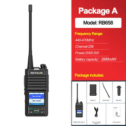 Retevis RB658 Walkie Talkie APP Control Long Range Walkie-talkie Bluetooth 5.0 UHF Professional Communication Radio for Camping