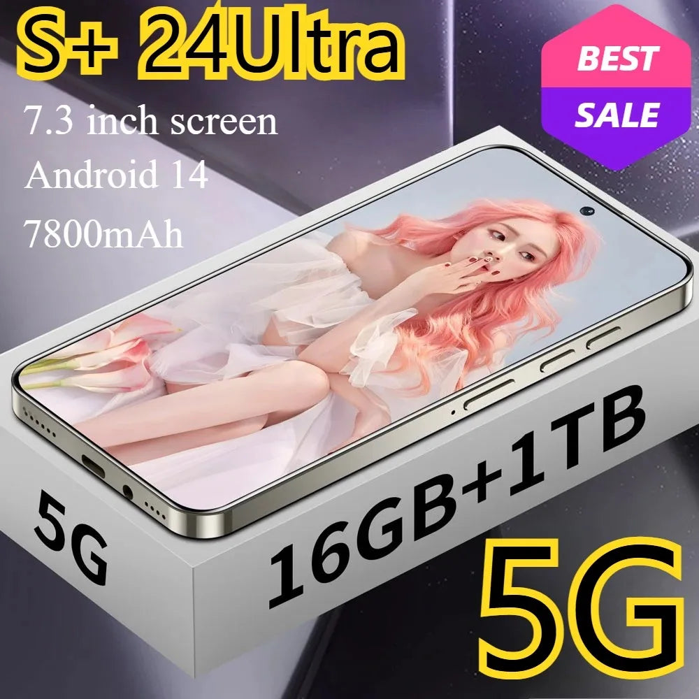 2025 New S+ 24 Ultra Original Intelligent 5G Dual Card Dual Standby Android 14 System 22GB+2TB Global Version 8000mAh Battery