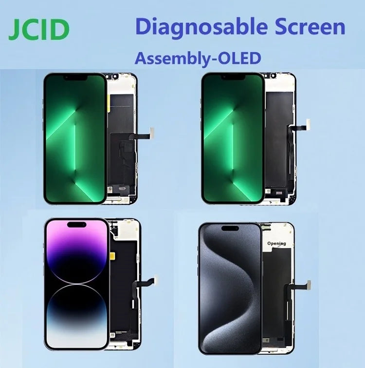 JCID OLED Screen Diagnosable Assembly NEW Soft Hard FHD Touch Display Pantalla For iphone 12 13 15 16 Without IC Removal No Pop