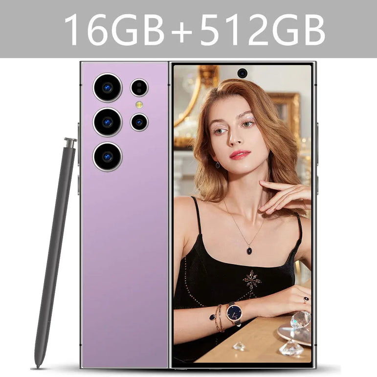 SMS 24 Ultra High-end Mobile Phone 16GB+1TB Cellphone 7800mAh Global Version HD Cell Phone 5G Dual SIM Smartphone Face Unlocked