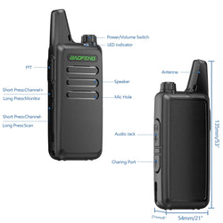 2PCS Mini Walkie Talkie Baofeng BF-T20 PortableTwo Way Radio Charging USB VOX For BF-C9 BF-888S KD-C1 for Station Hotel Hunting