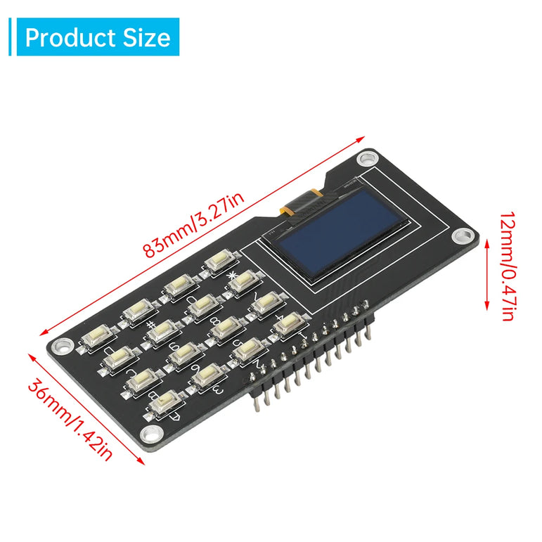 0.96 inch/1.3 inch  LCD Screen Board OLED Display Module IIC White SH1106 SSD1306 SSD1315 with 4x4 Key Matrix Keypadfor Arduino