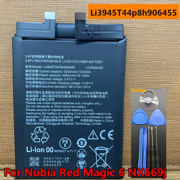 New 5050mAh Li3945T44p8h906455 Battery for ZTE Nubia Red Magic 6 Magic6 NX669j Phone