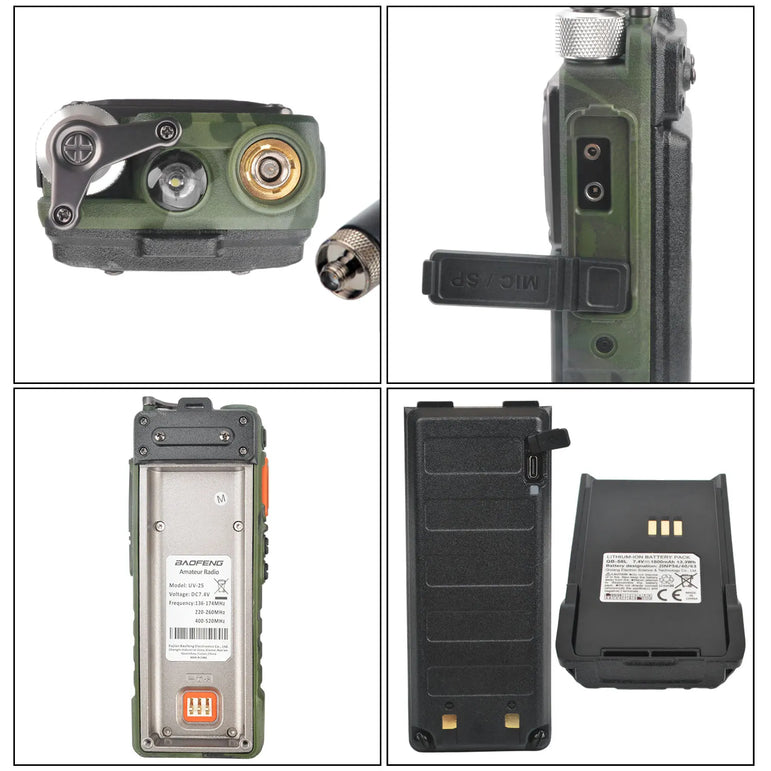 Baofeng UV-25 Walkie Talkie Air Band Receiving Scrambler Multi-band FM Vox 10W 999Ch Amateur Radio W/ Type-C 5200mAh Battery