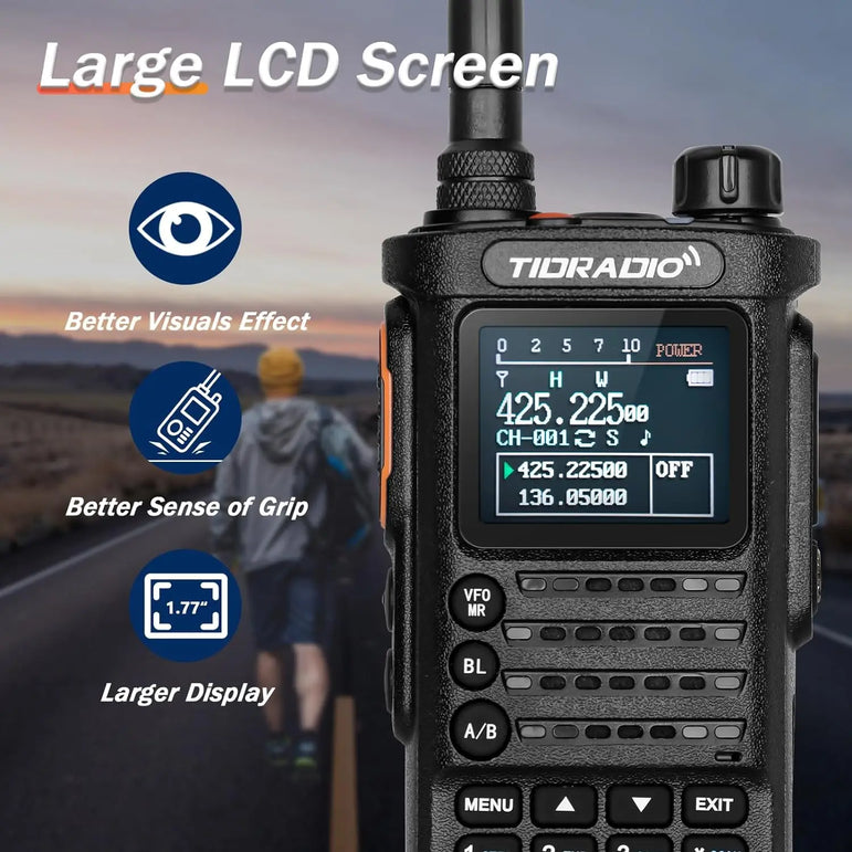 TIDRADIO 10W Walkie Talkie long range Portable Radio connection cell Phone Outdoor Programming Two Way Commutator TD-H8 VHF UHF