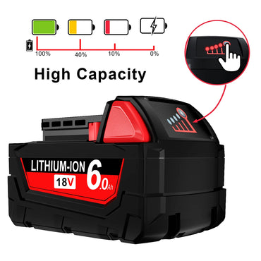 For Milwaukee 18V  M18 lithium 6.0Ah/9.0Ah XC Lithium Battery 48-11-1860 48-11-1850 48-11-1840 48-11-1820 Charger rechargeable P