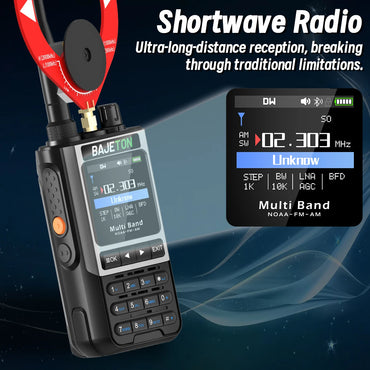 BAJETON BJ-8300 Ham Radio SW AM SSB CB Amateur Wireless Bluetooth Phone Programming Walkie Talkie NOAA Handheld Two Way Radio