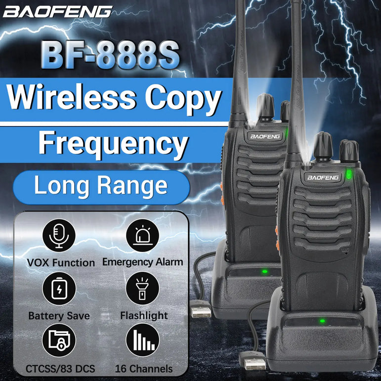 2PCS New Baofeng BF-888S Pro Upgrade Walkie Talkie Wireless Copy Frequency Long Range Portable BF888S Ham Two Way Radio Hunting