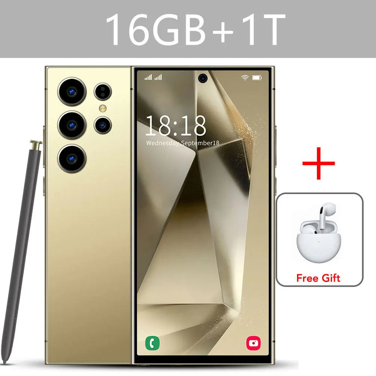 SMS 24 Ultra High-end Mobile Phone 16GB+1TB Cellphone 7800mAh Global Version HD Cell Phone 5G Dual SIM Smartphone Face Unlocked