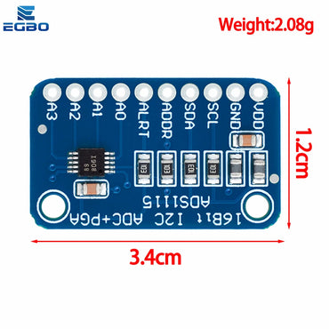 1PCS~10PCS EGBO 12 Bit/16 Bit I2C ADS1115 ADS1015  Module ADC 4 channel with Pro Gain Amplifier for Arduino RPi Purple Blue