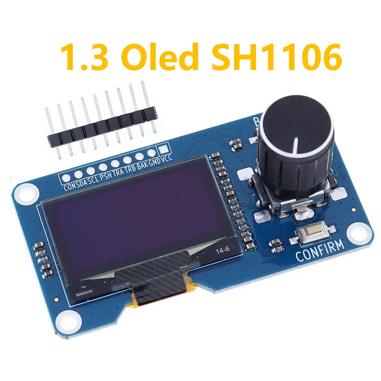 New SM 0.96/1.3 Inch White OLED Display, EC11 Rotary Encoder, IIC Interface for Arduino, DIY Electronics, High Resolution Screen