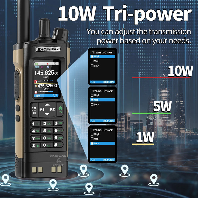 Baofeng UV-32 Walkie Talkie GPS 10W Wireless Bluetooth APP Programming Air Band Type-C NOAA for UV-5R Amateur Two Way Ham Radio