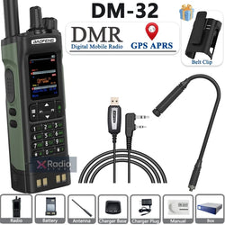 New BAOFENG DM-32 Walkie Talkie With Belt Holster DMR GPS 10W Programming Wireless Copy Frequency Type-C DM32 Ham Two Way Radios