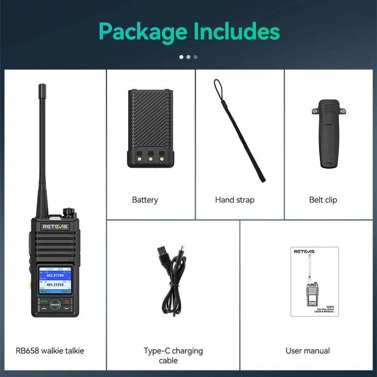 Retevis RB658 Walkie Talkie APP Control Long Range Walkie-talkie Bluetooth 5.0 UHF Professional Communication Radio for Camping