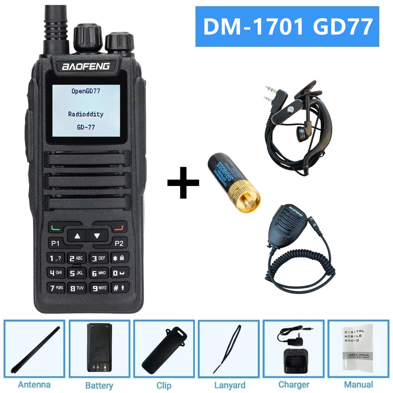 1701 open gd77 Baofeng Digital Walkie Talkie Dual Mode DMR Analog Two Way Radio Dual Time slot Tier 1+2 Dr 1801