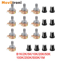 10sets  Potentiometer,WH148 Single-Joint Potentiometers With Rotary Knob B1K/2K/5K/10K/20K/50K/100K/250K/500K/1M