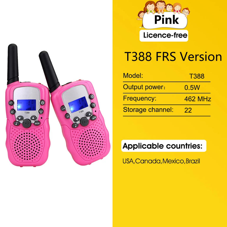 1 Pair Rt-388 Kids Walkie Talkies 0.5W Portable Child Electronic Radio Voice Interphone Outdoor LCD Display Toys Christmas Gifts