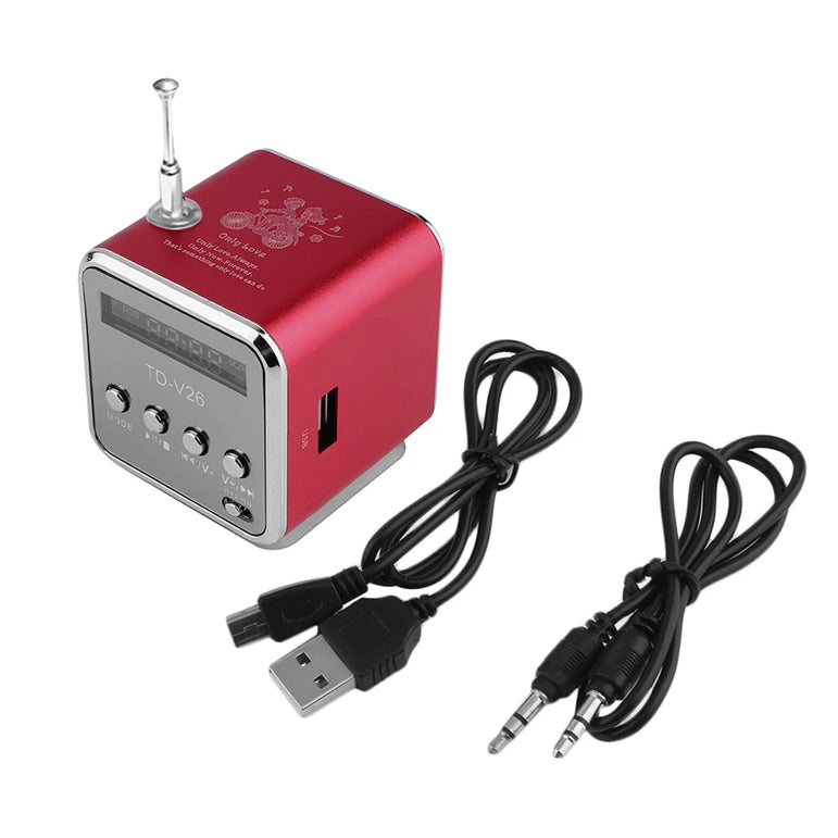 TD-V26 Mini Speaker  FM Radio Receiver MP3 Music Player LCD soundbar Micro SD TF Music Stereo Loudspeaker