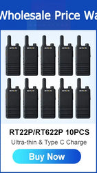 RETEVIS 2 pcs Mini Walkie Talkie PMR 446 Portable Two-way Radio ht PTT Walkie-talkies RT622 Portable Radio for Hunting Cafe RT22