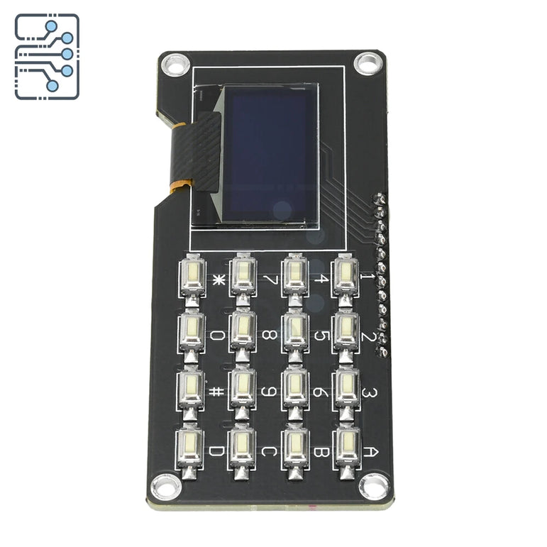 0.96 inch/1.3 inch  LCD Screen Board OLED Display Module IIC White SH1106 SSD1306 SSD1315 with 4x4 Key Matrix Keypadfor Arduino