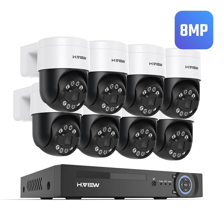 H.view 8CH 4K 5MP 8MP CCTV Security Camera System PTZ Home Video Surveillance Kit Outdoor IP Camera Humanoid Detection