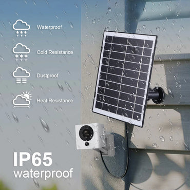 30W Solar Panel for Security Camera Micro USB/USB-C/DC5521 360°Adjustable Mount IP65 Waterproof for EufyCam/Wyze Cam